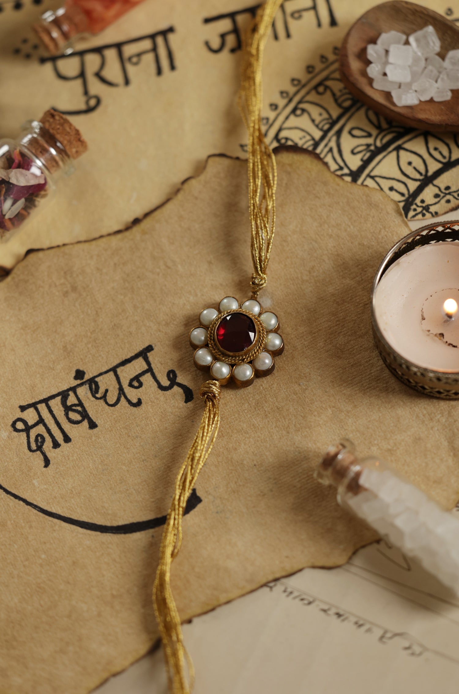 Abhi Red Kundan Rakhi