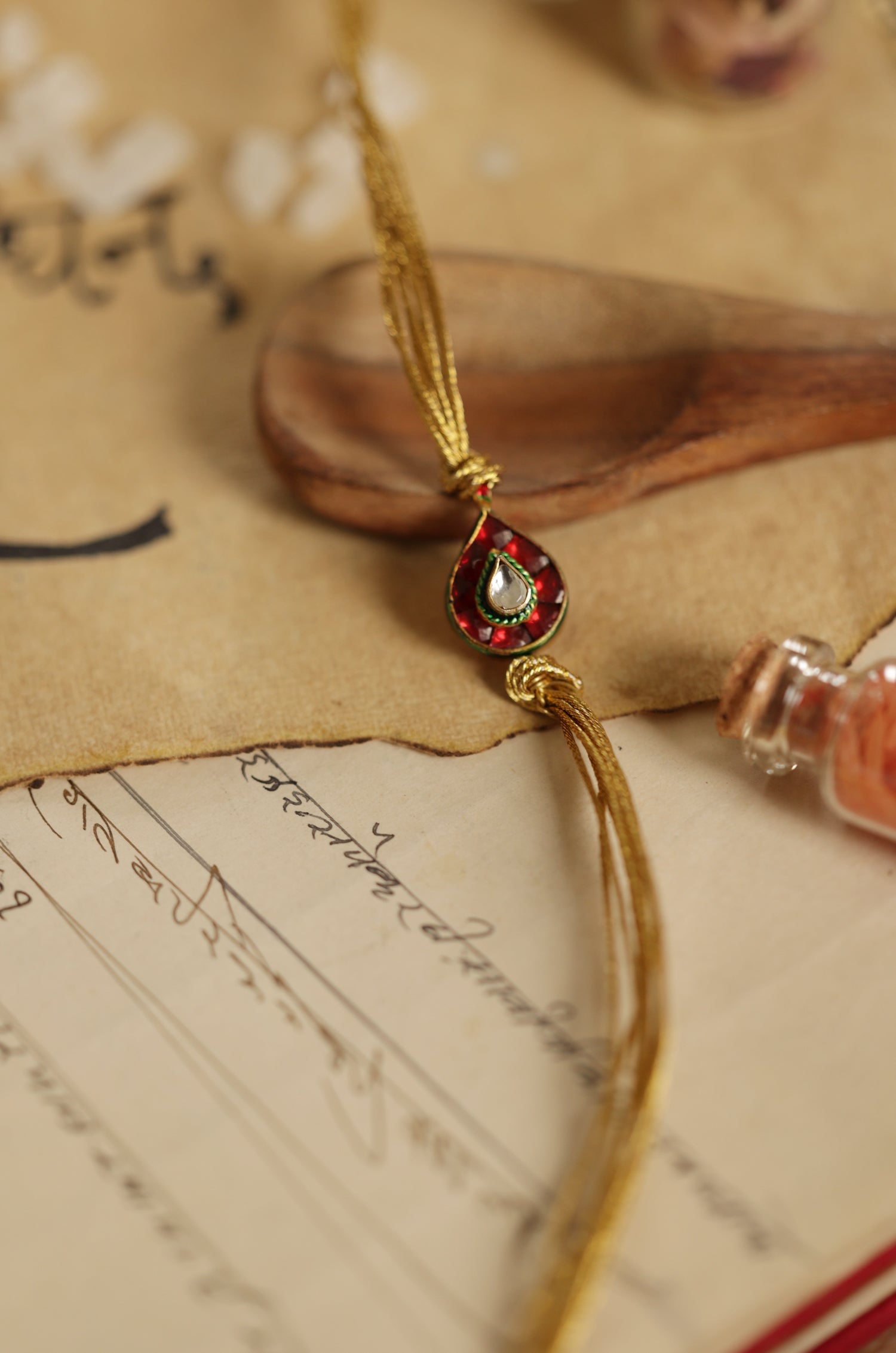 Ivaan Red Kundan Rakhi