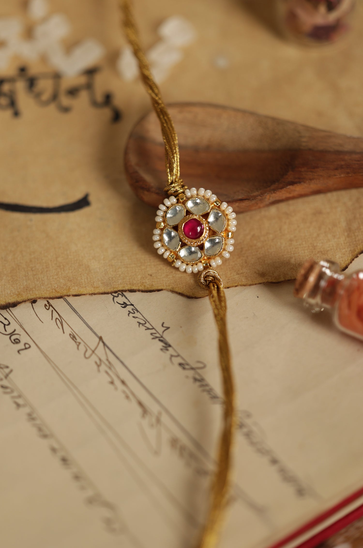 Daksh Red Kundan Rakhi