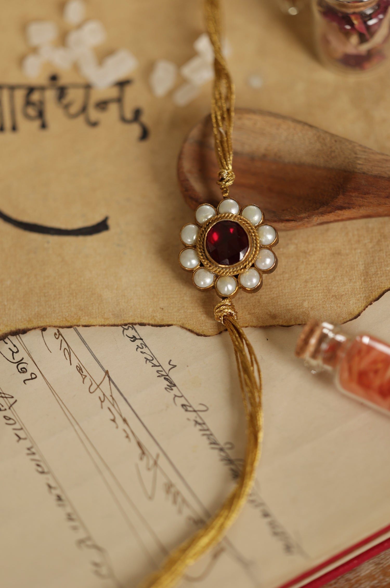 Abhi Red Kundan Rakhi