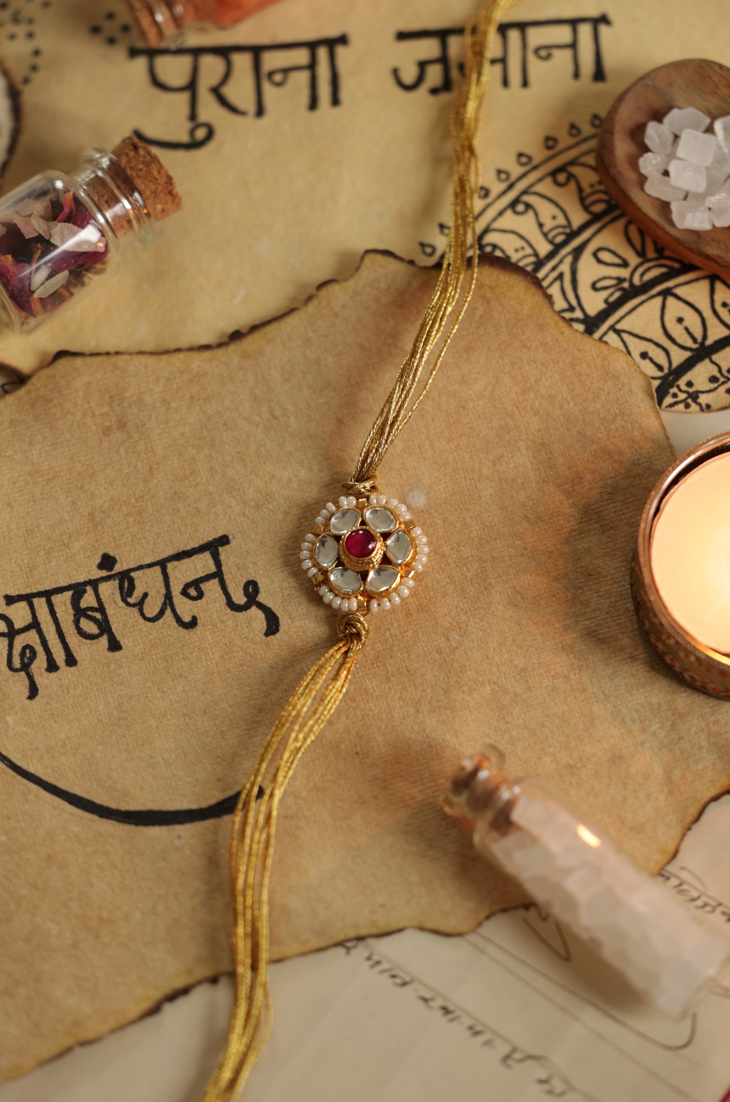 Daksh Red Kundan Rakhi