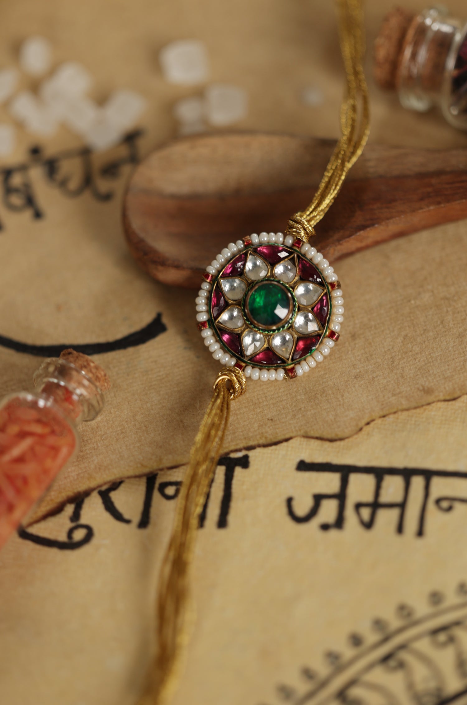Sai Red Kundan Rakhi