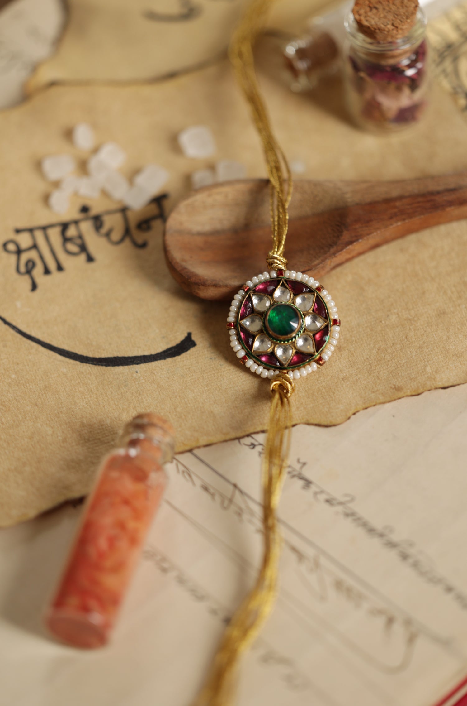 Sai Red Kundan Rakhi