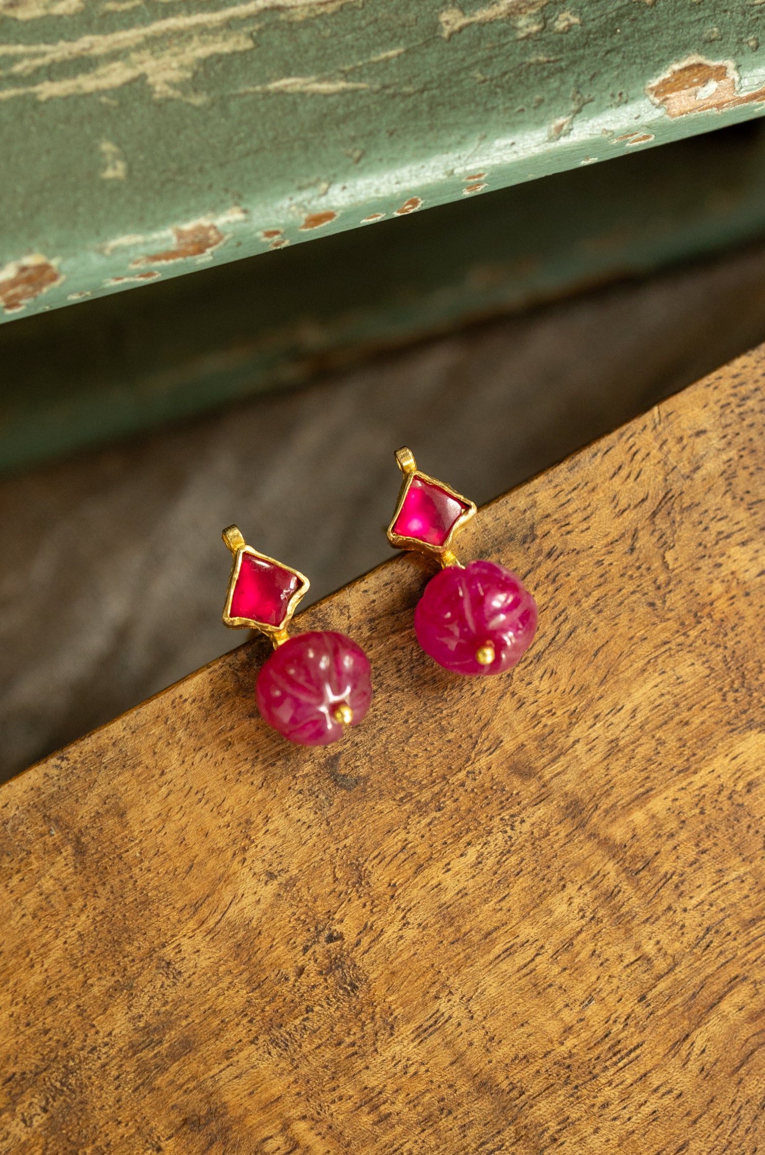 Manvi Red Kundan Earrings