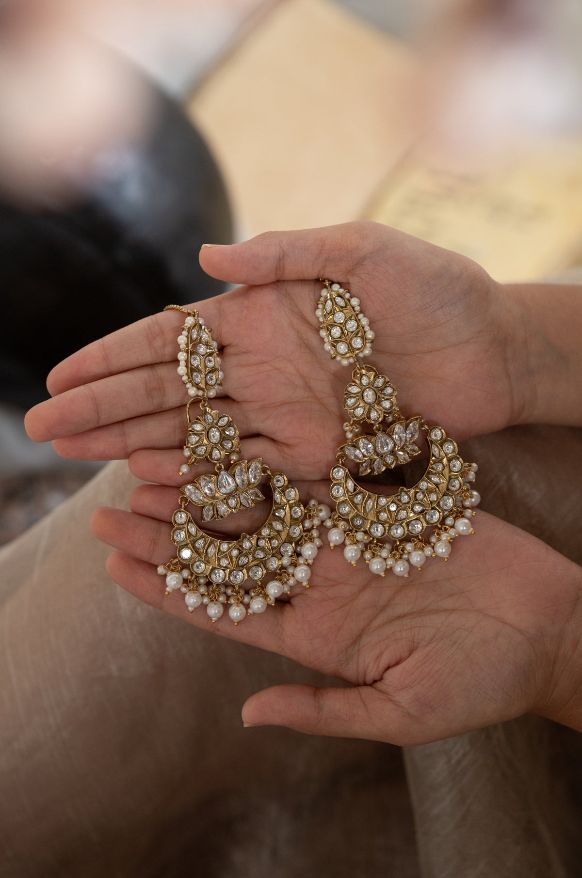 Aaria Polki Chandbali Earrings