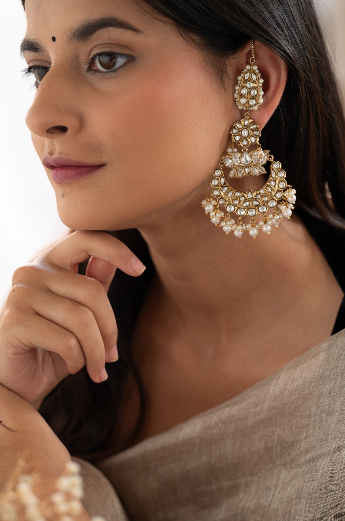 Aaria Polki Chandbali Earrings
