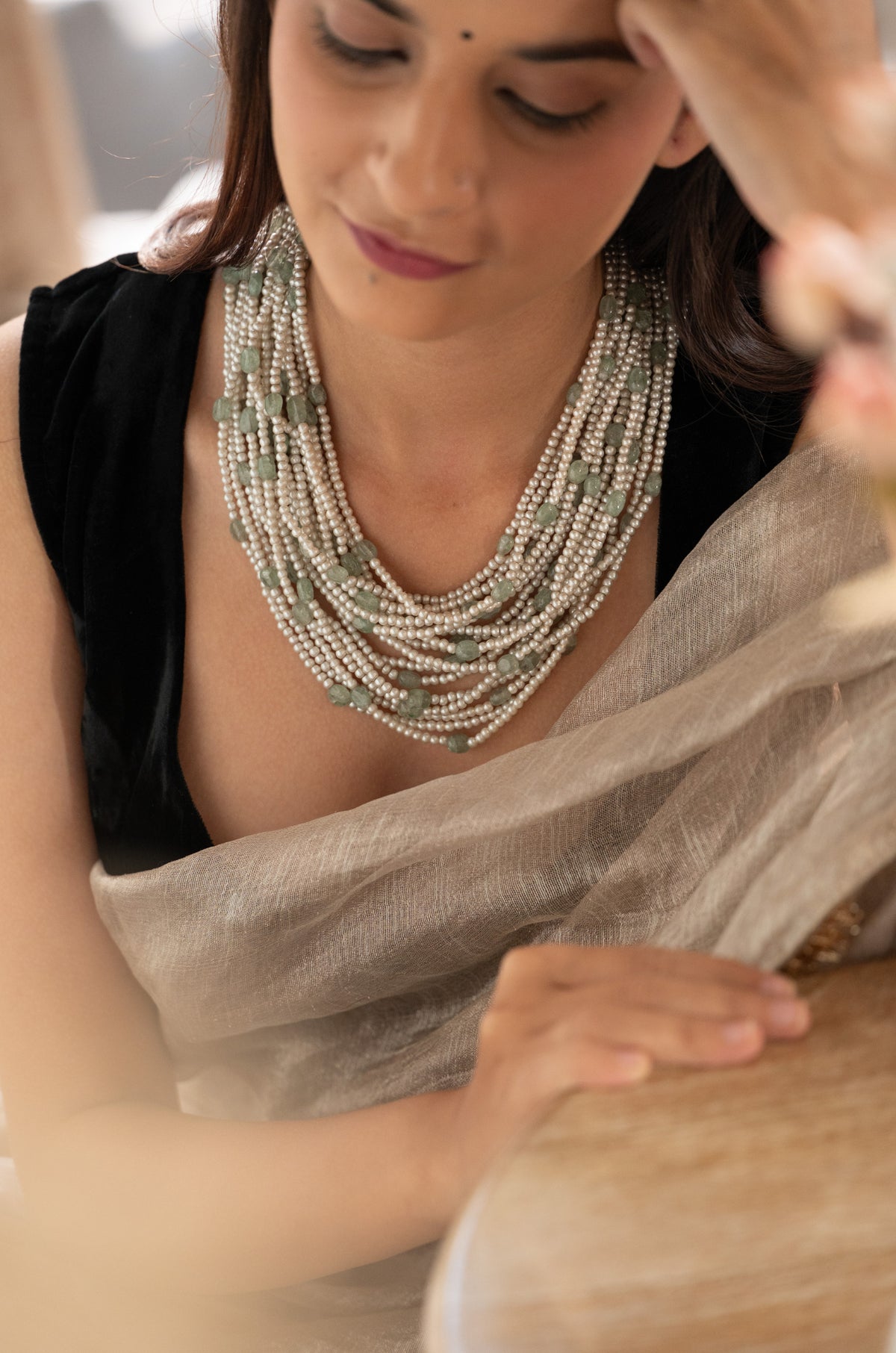 Avira Mint Pearl Necklace