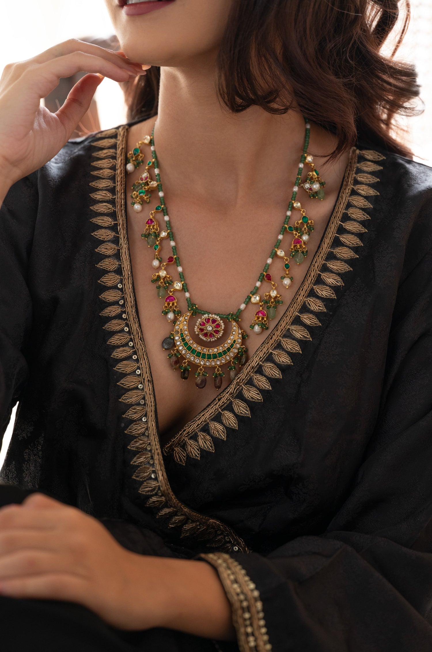 Fariyah Green Pearl Necklace