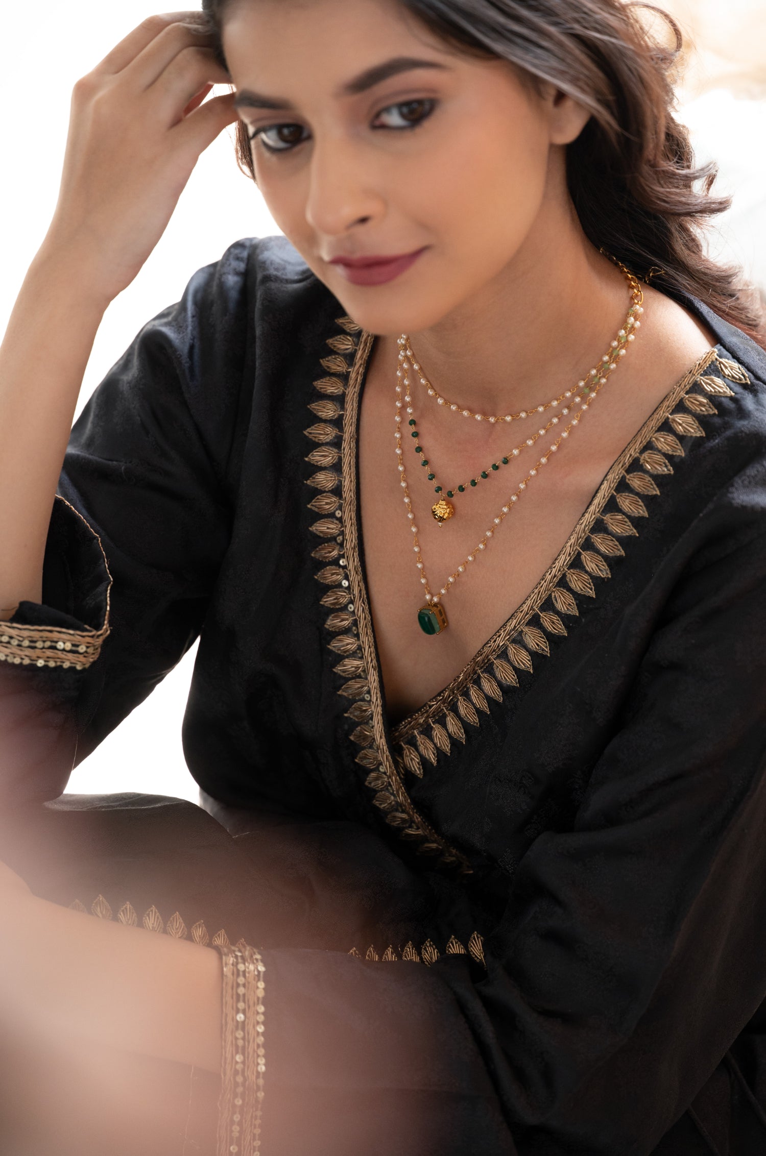 Shareen Green Pearl Necklace