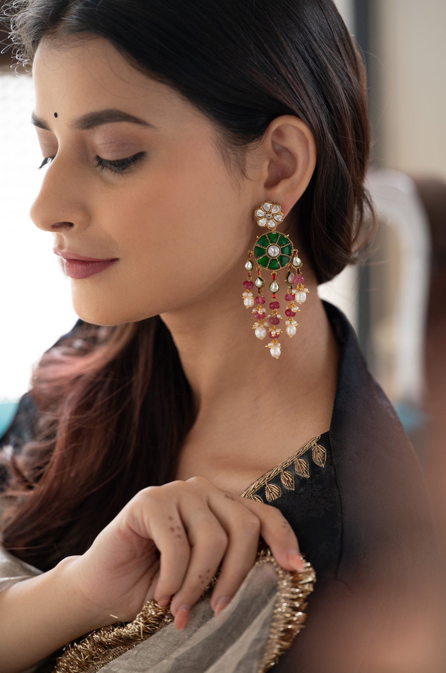 Tisha Polki & Kundan Earrings