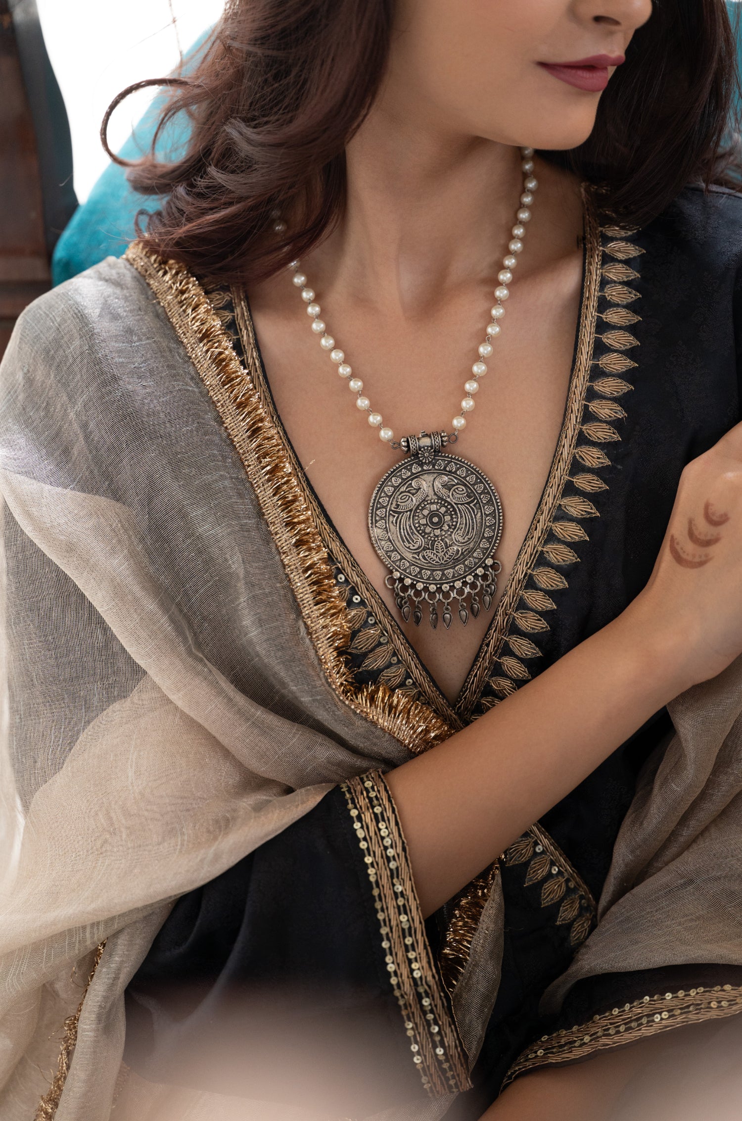 Twisha Silver Pendant Necklace