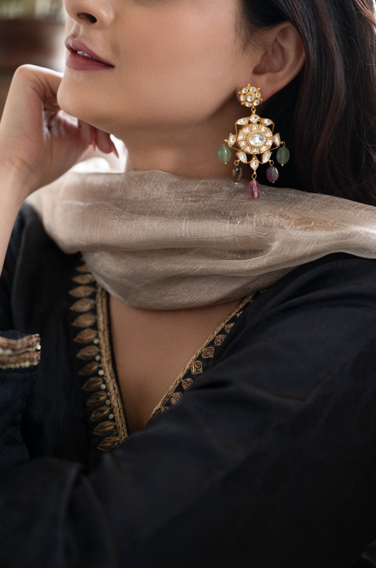 Nairobi Multicolored Kundan Earrings