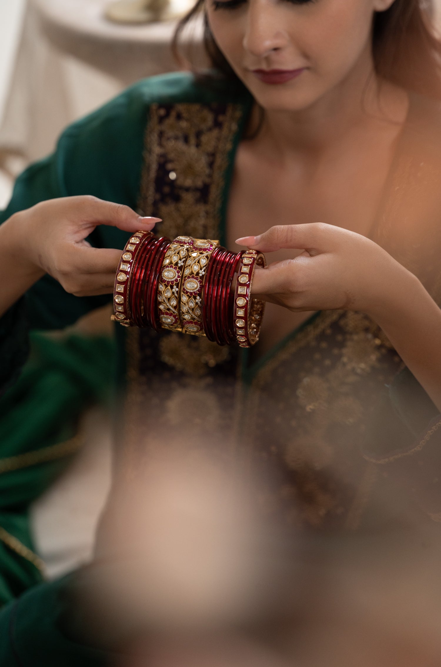 Uvika Red Polki Bangles