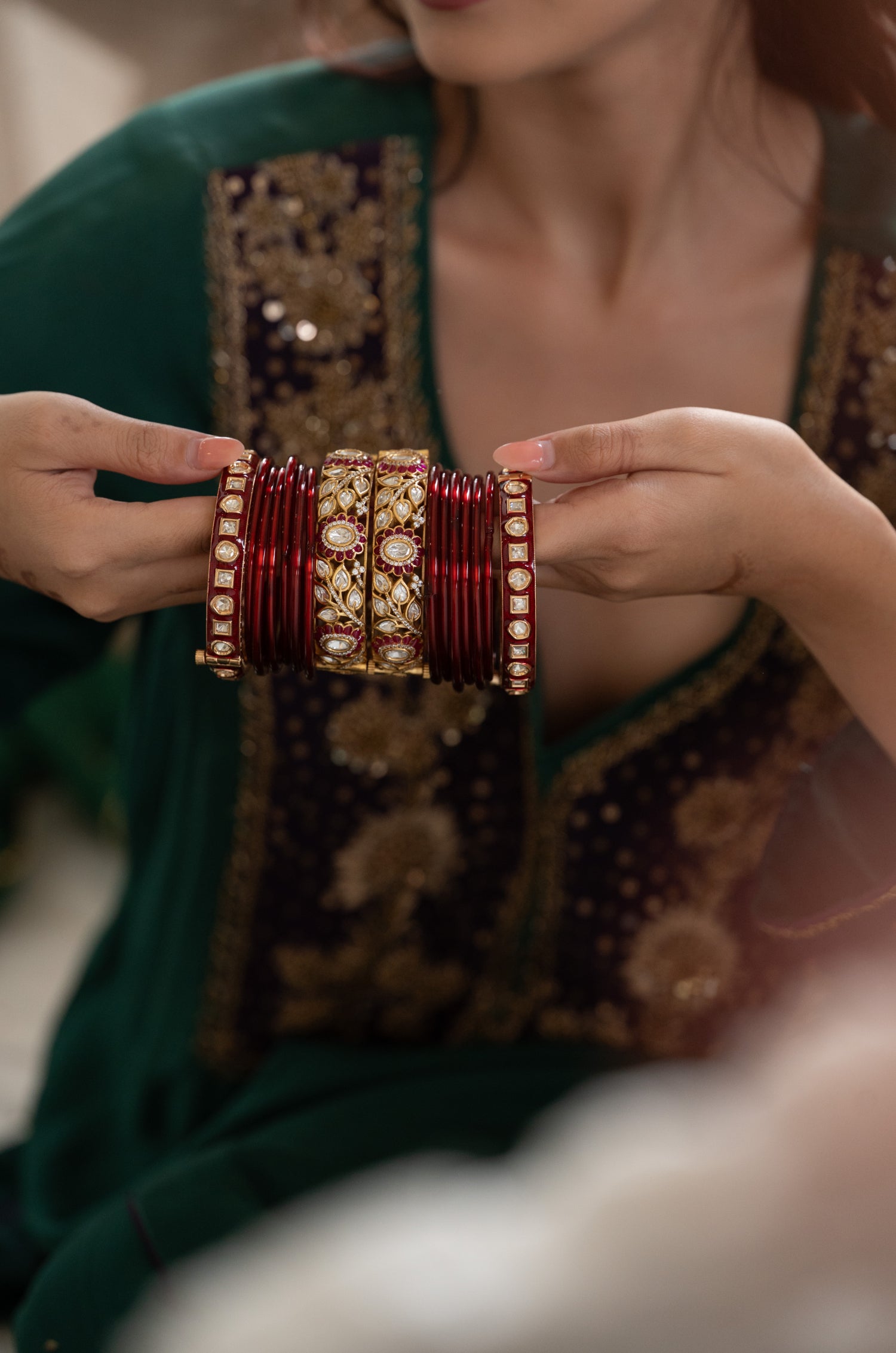 Uvika Red Polki Bangles