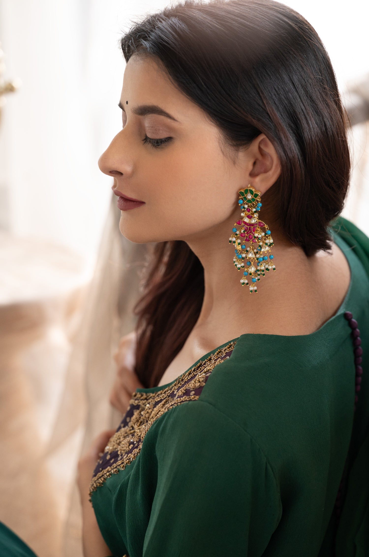 Fareen Multicolored Kundan Earrings