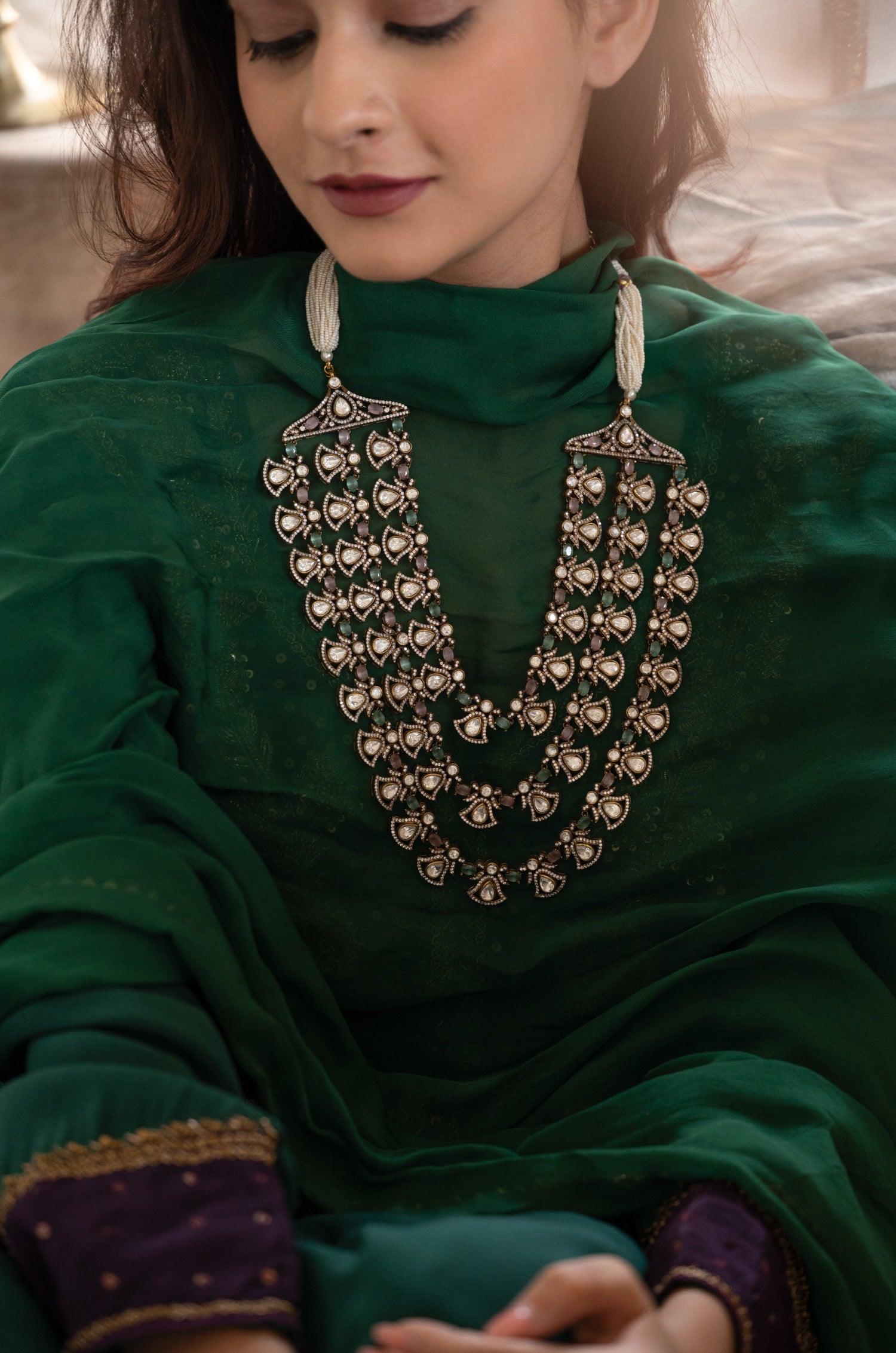 Triveni Pastel Victorian Necklace Set