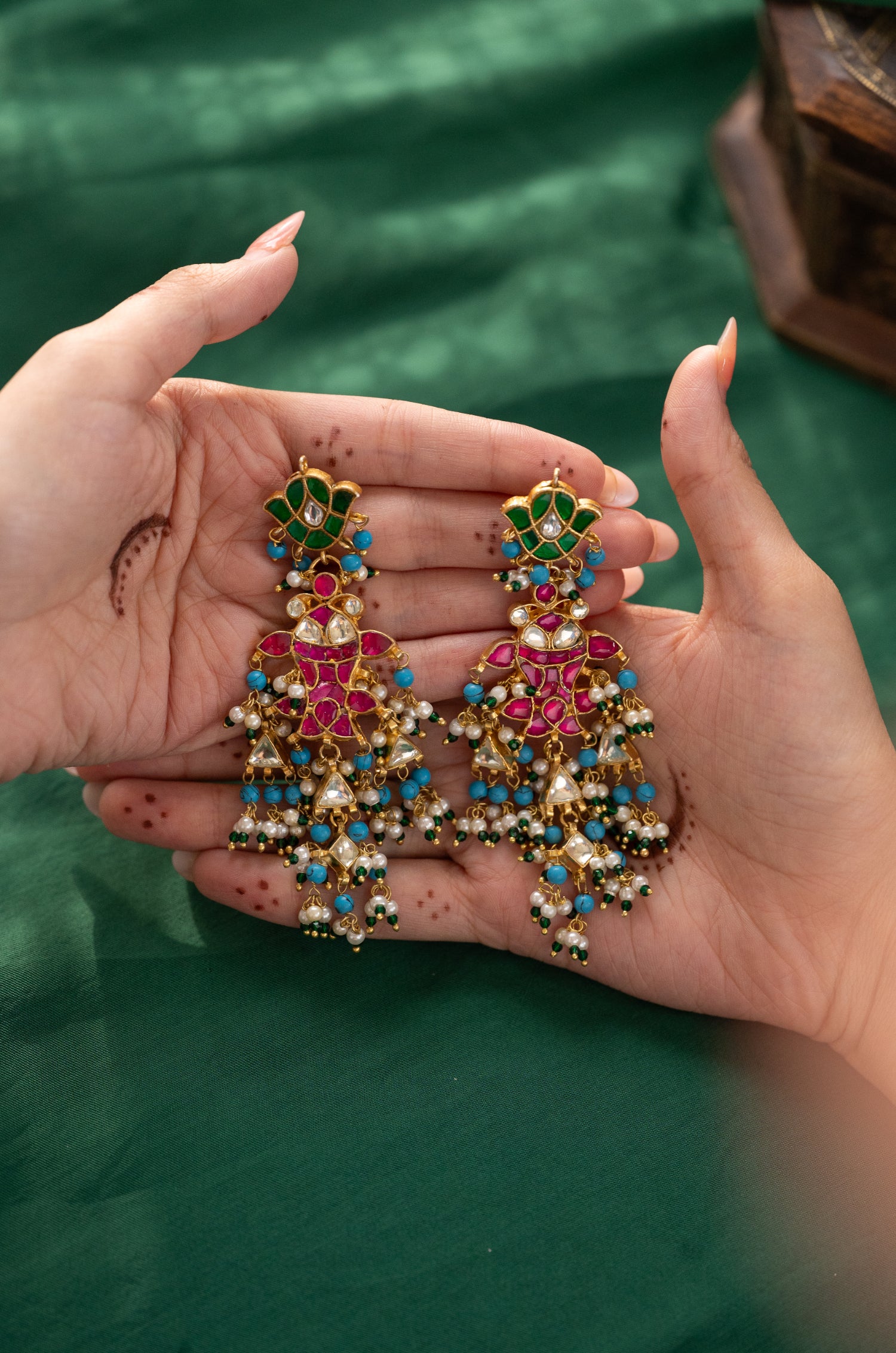 Fareen Multicolored Kundan Earrings