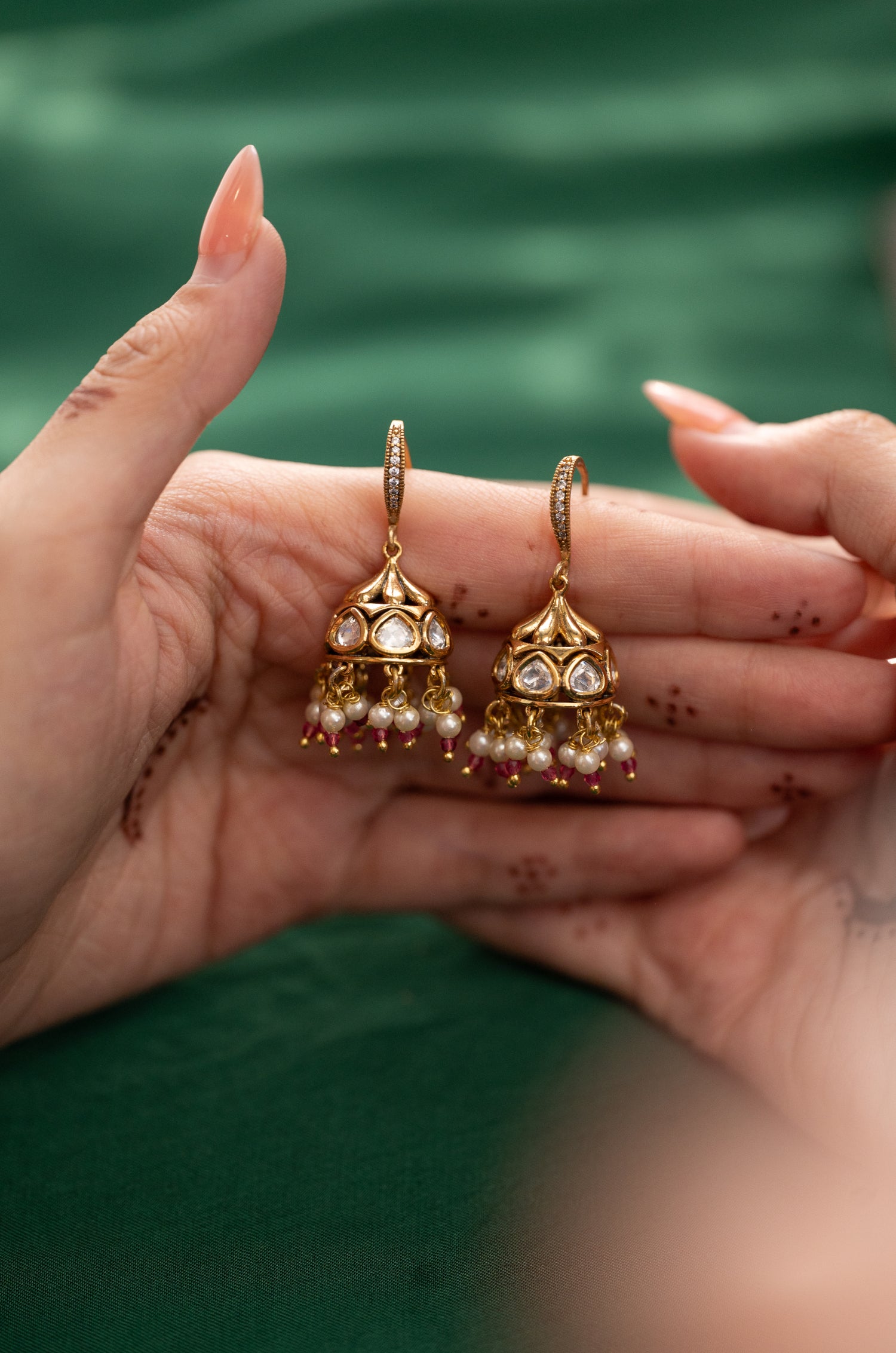 Haina Polki Jhumka Earrings