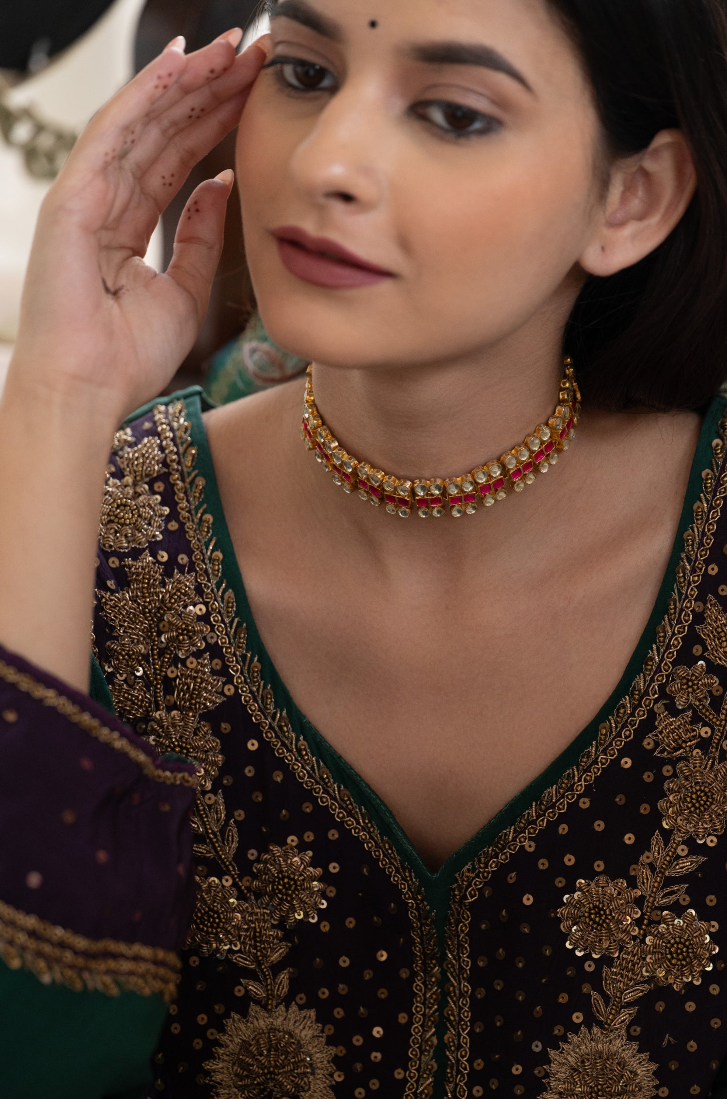 Eraina Pink Kundan Choker