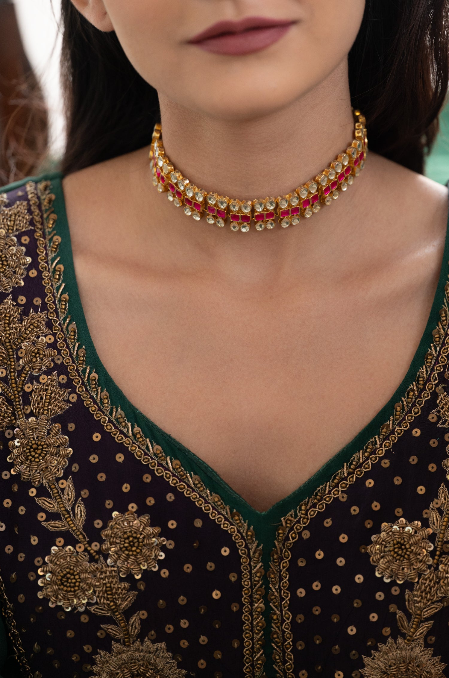 Eraina Pink Kundan Choker