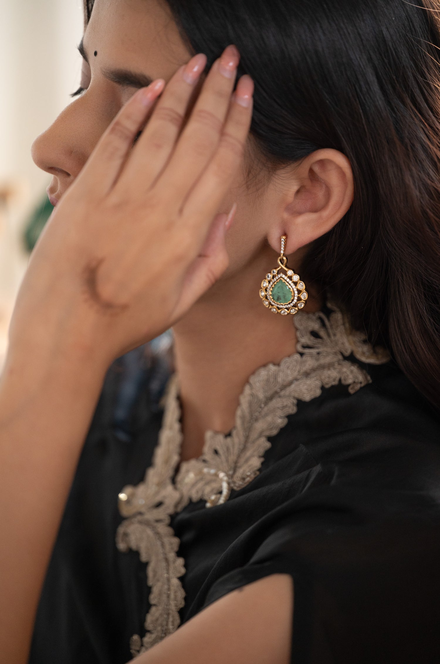 Kimmy Mint Polki Earrings