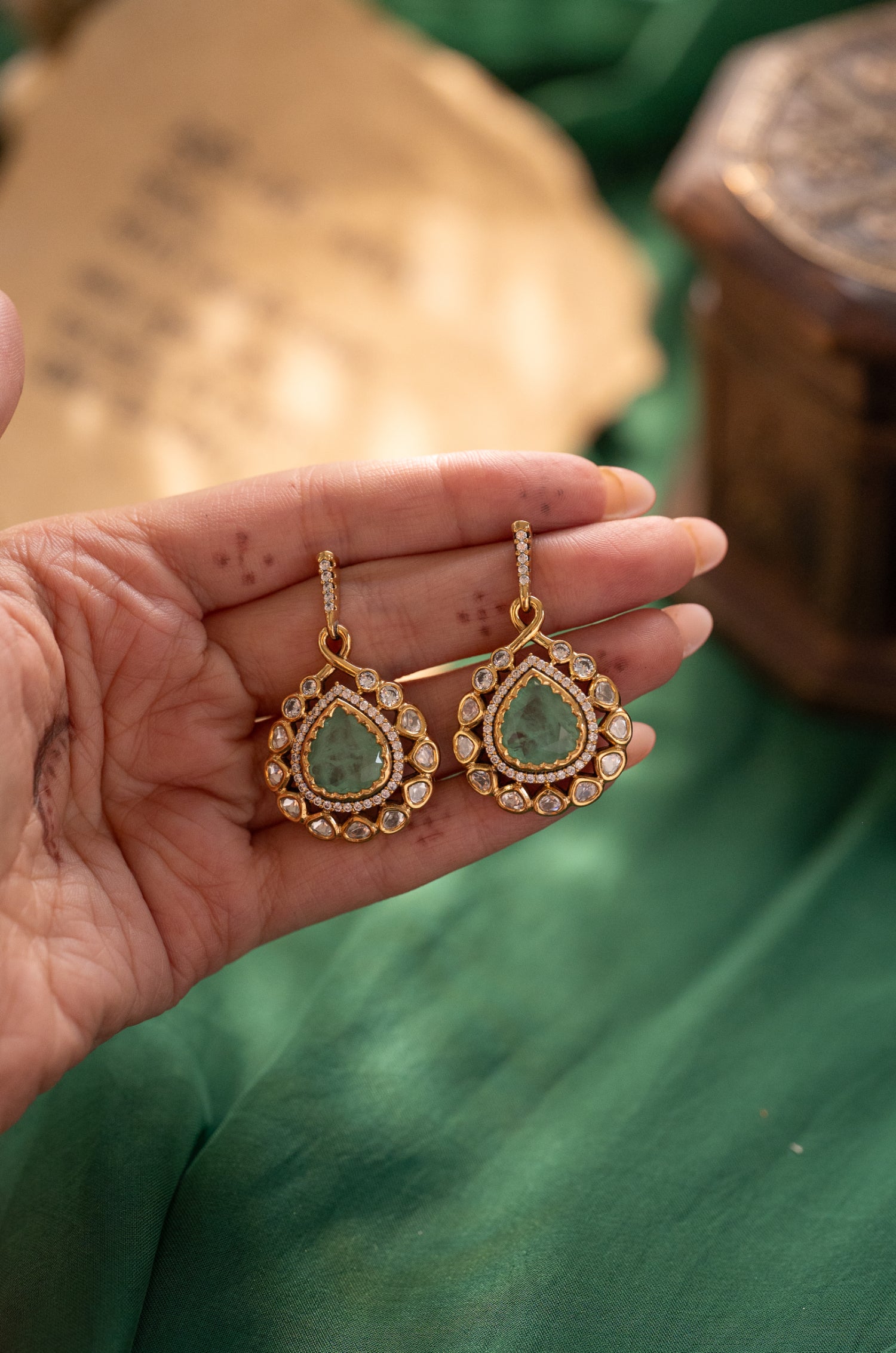 Kimmy Mint Polki Earrings