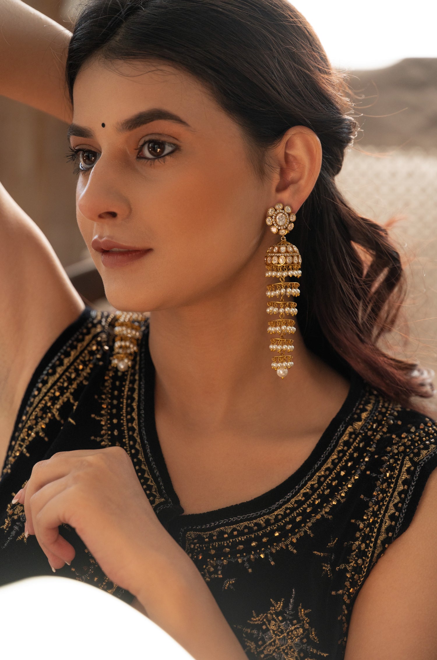 Sabrina Polki Jhumhar Earrings