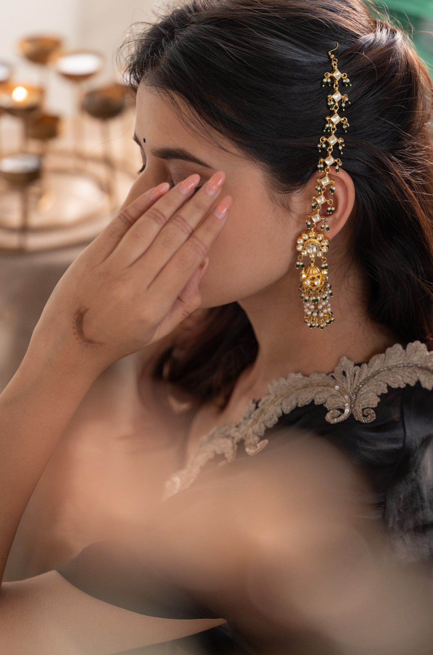 Sunidhi Kundan Jhumka Earrings