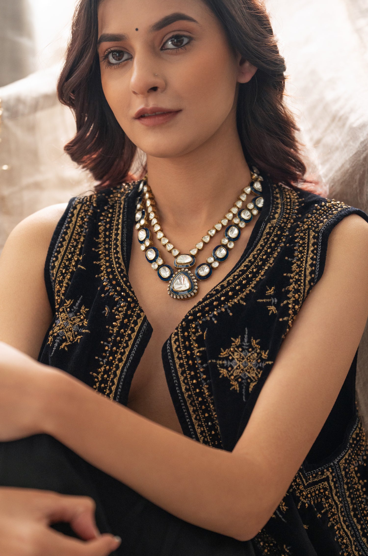 Ravisha Blue Polki Necklace Set