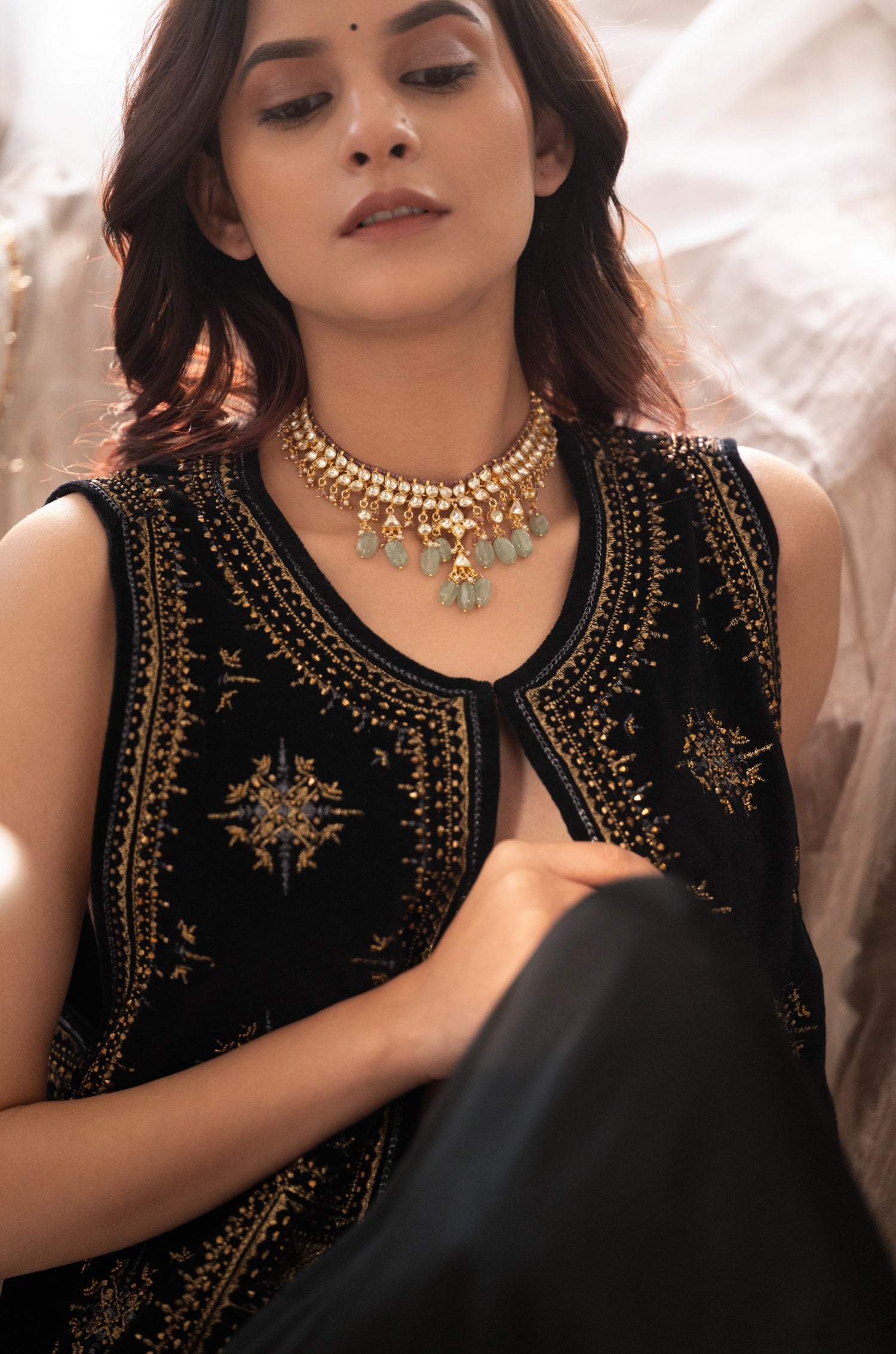 Advika Mint Kundan Necklace