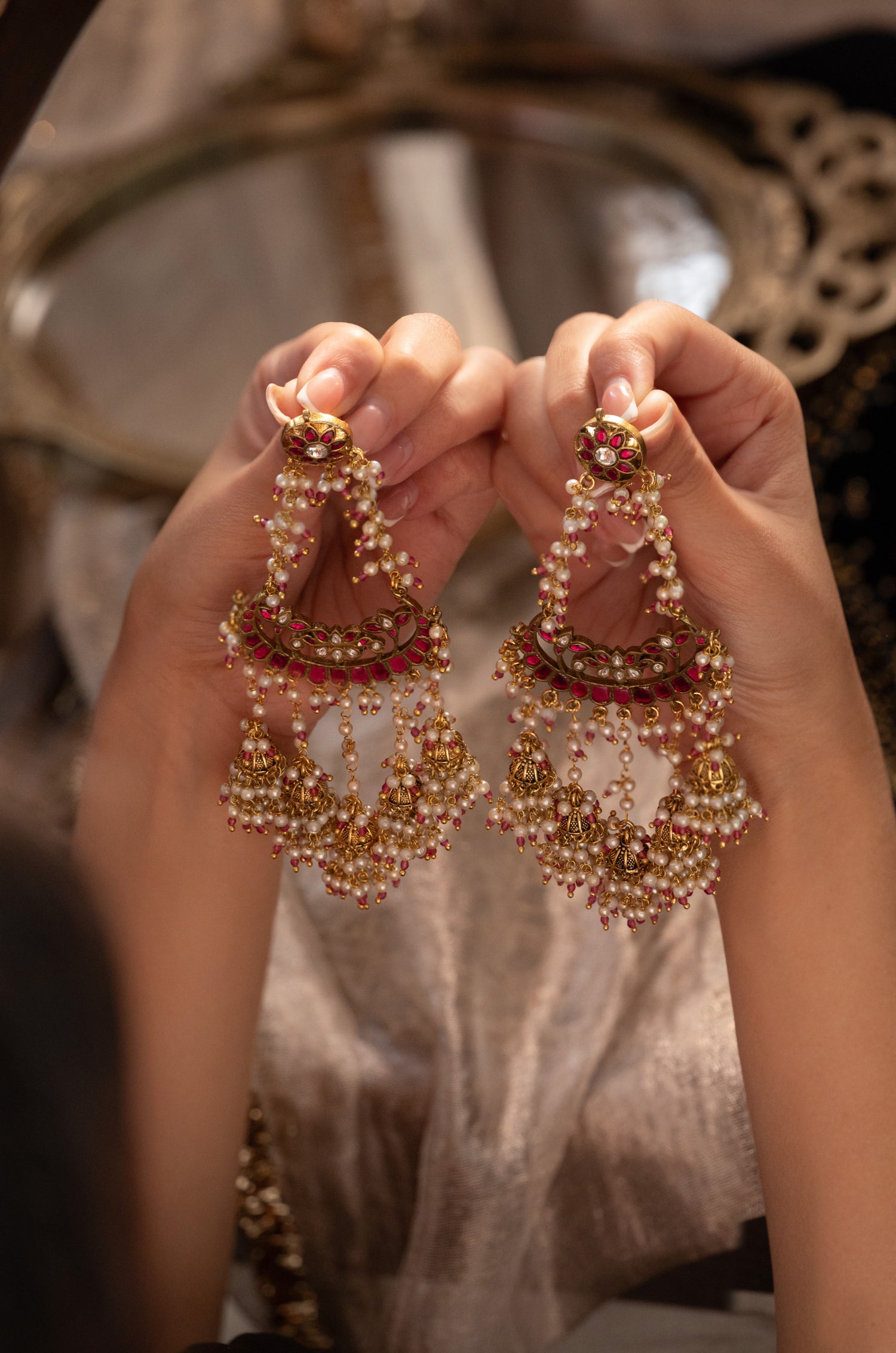 Shreyashi Pink Kundan Earrings