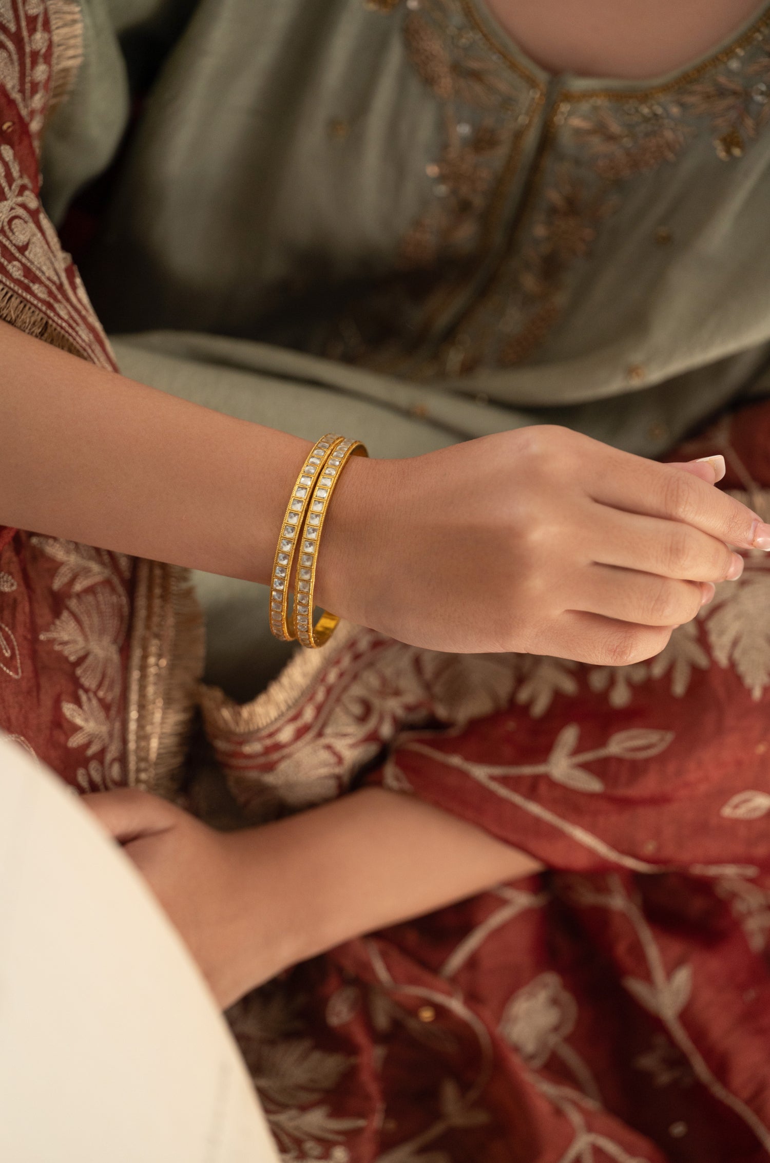 Urvika Kundan Bangles - Set Of 2