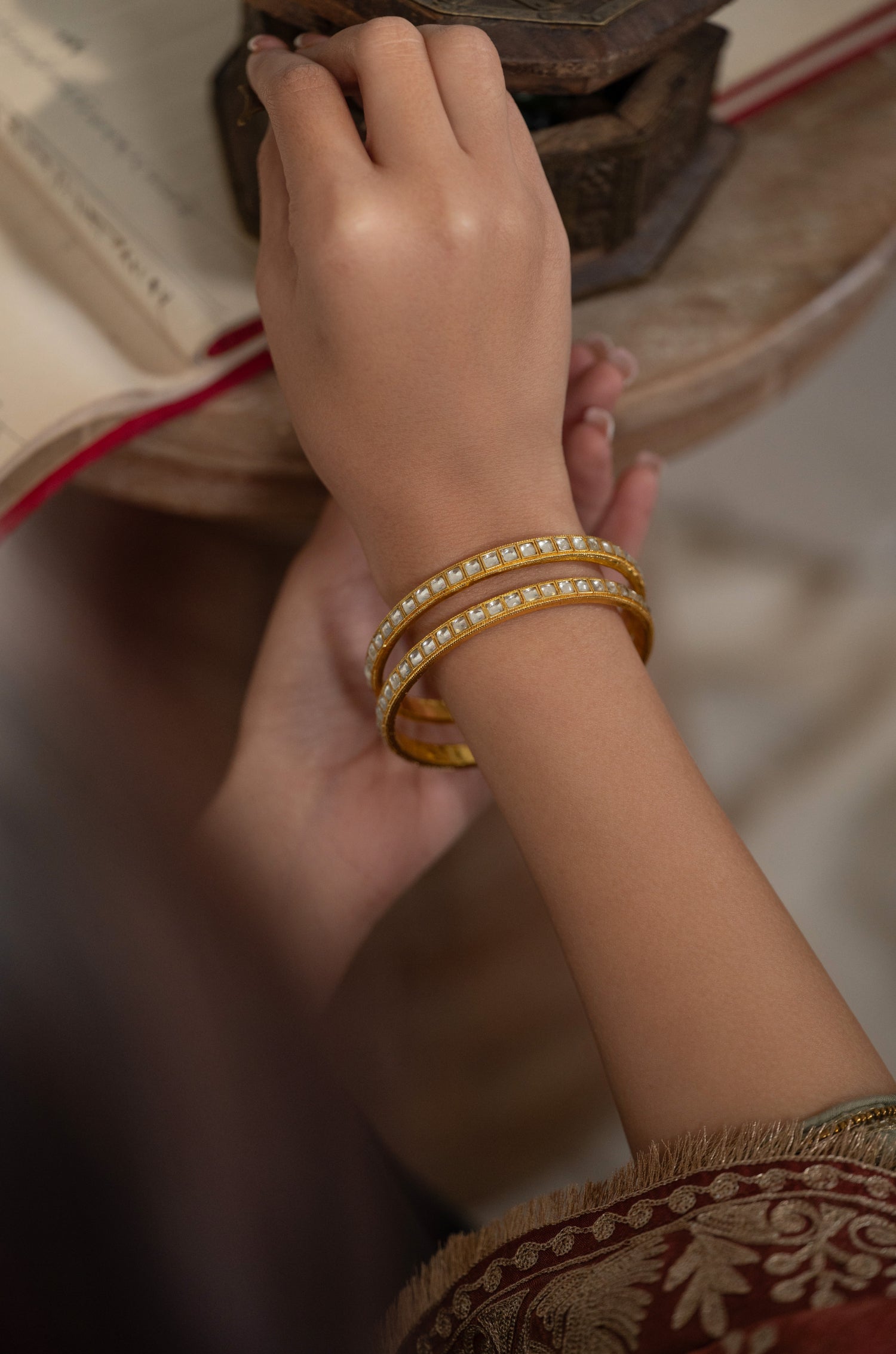 Urvika Kundan Bangles - Set Of 2