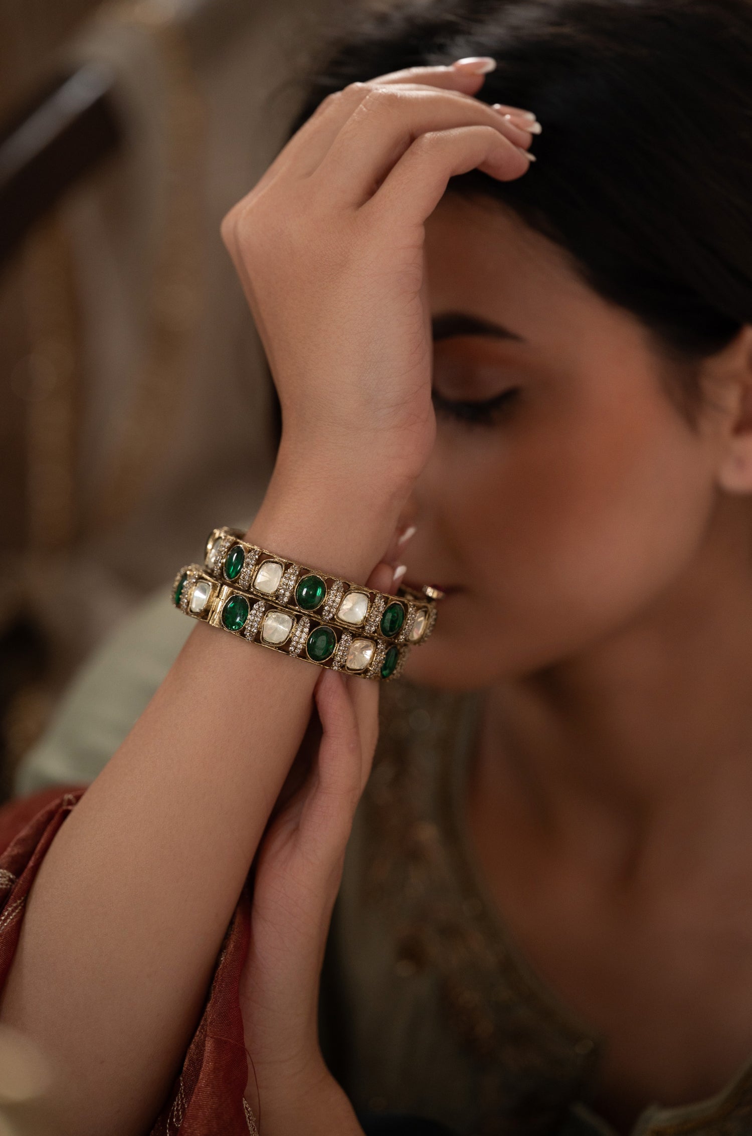 Parvati Green Polki Bangle