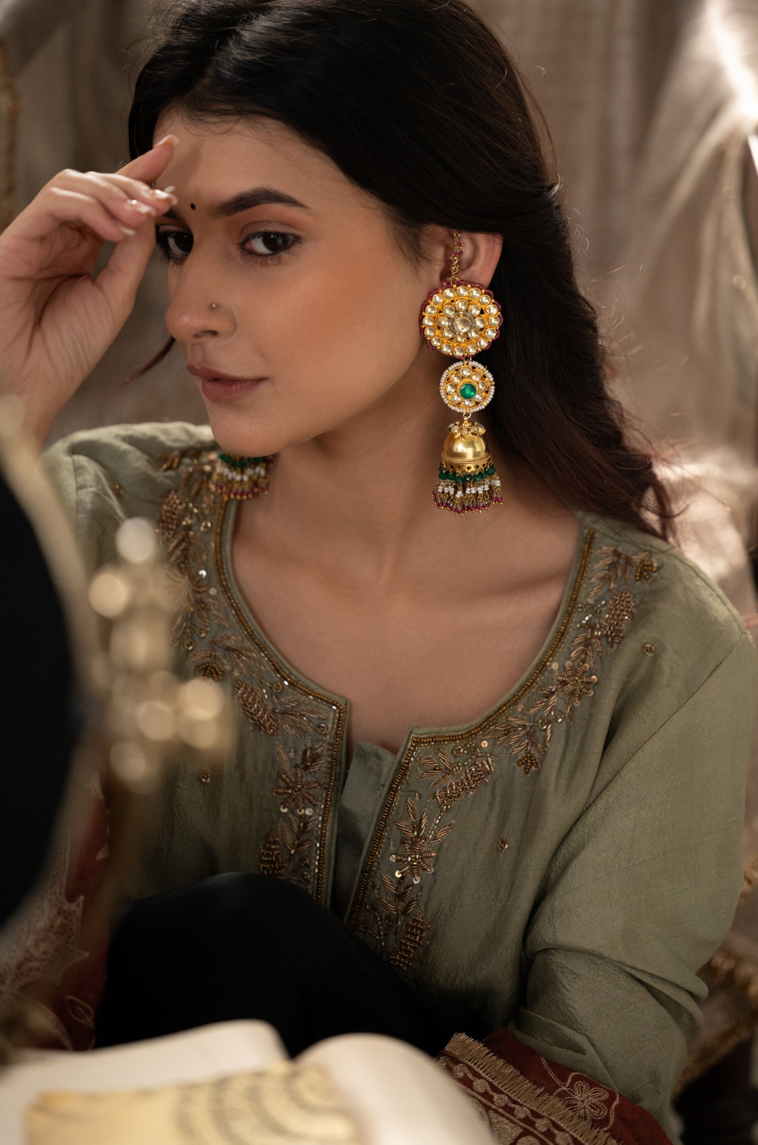 Bhanu Kundan Jhumka Earrings