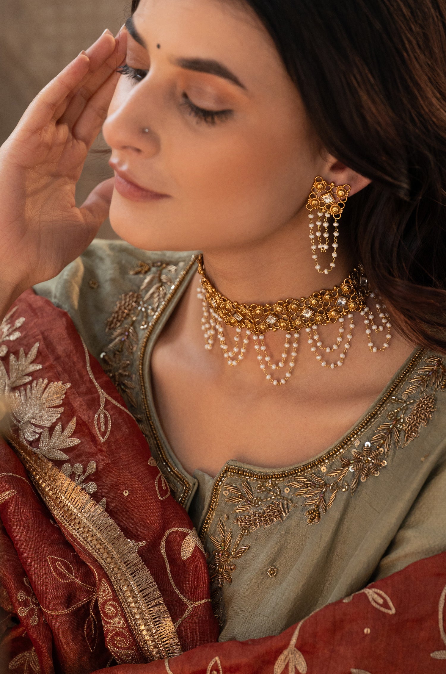 Radhika Temple Work Necklace Set