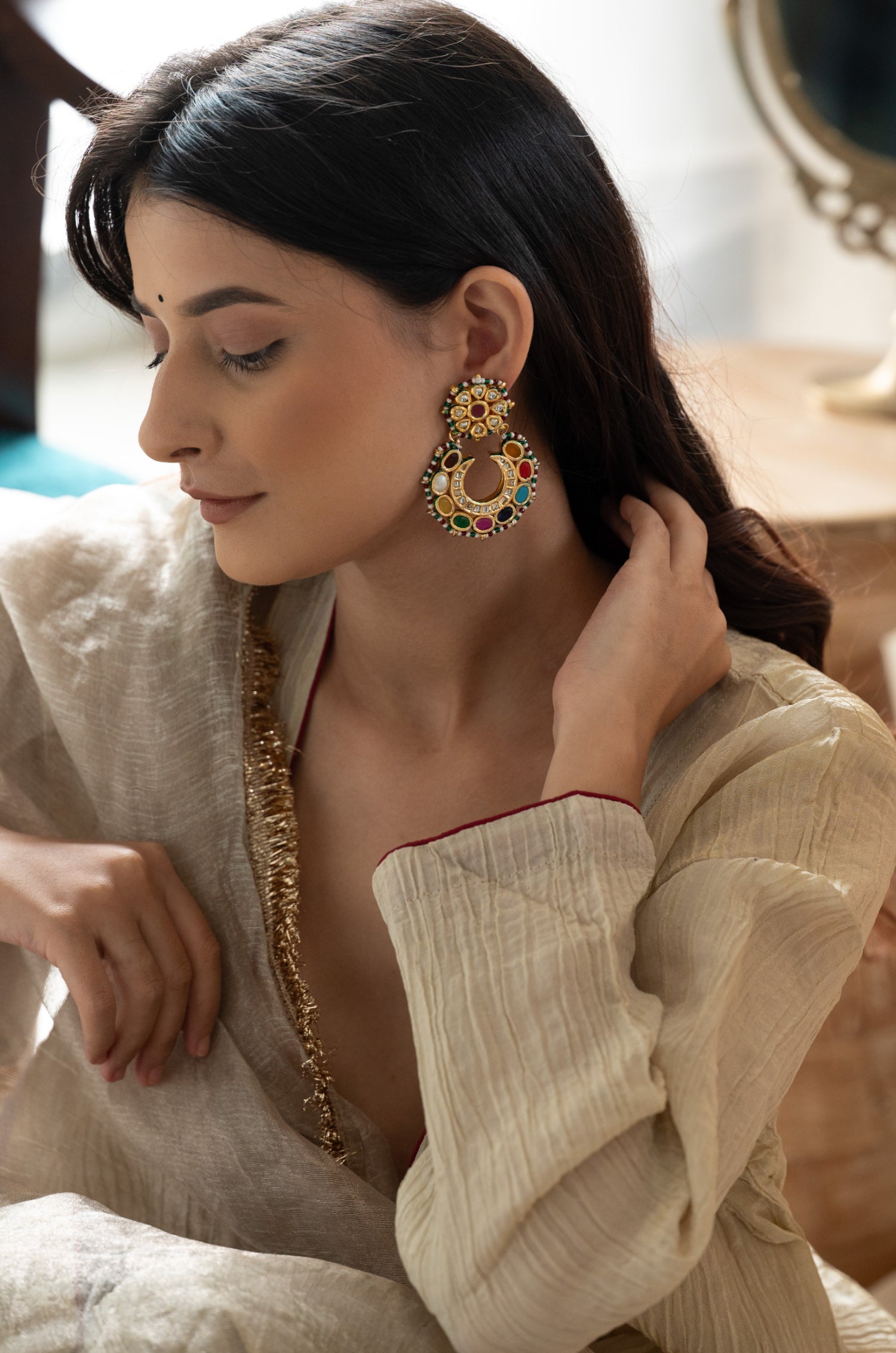 Rangrez Multicolored Kundan Earrings