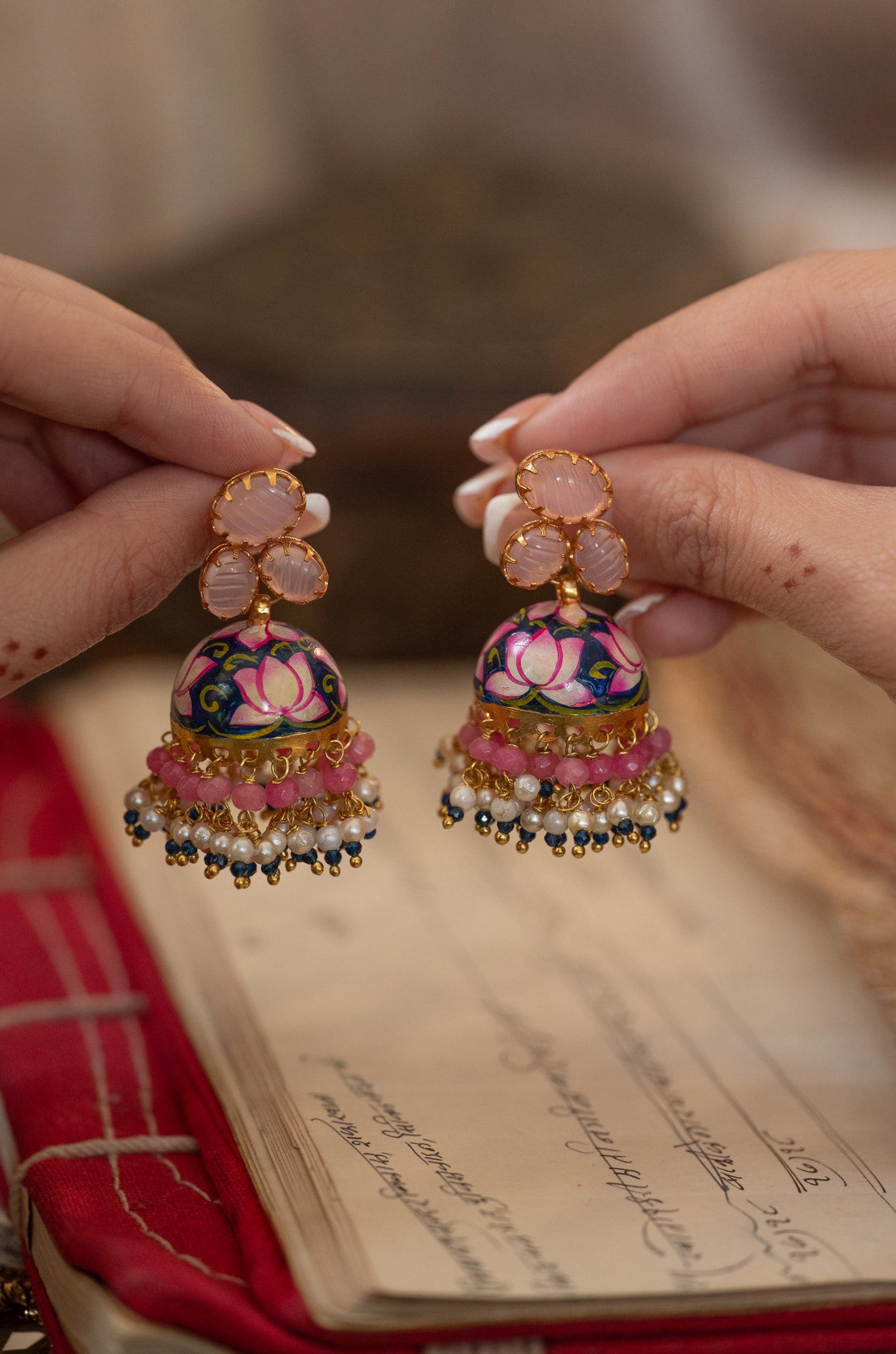Ramiya Pink Meenakari Earrings