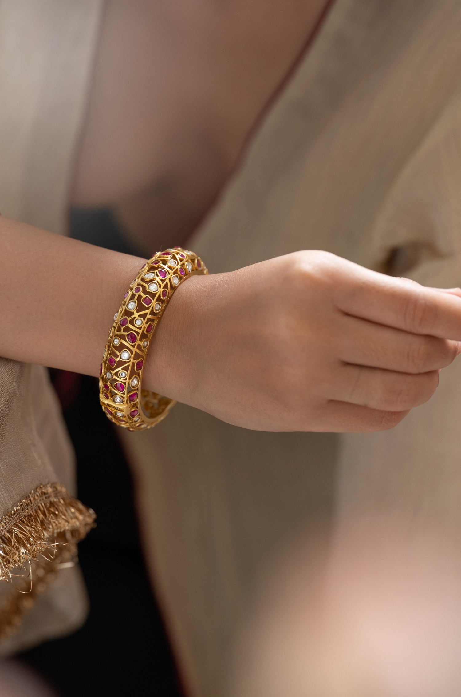 Anjana Red Polki Bangle