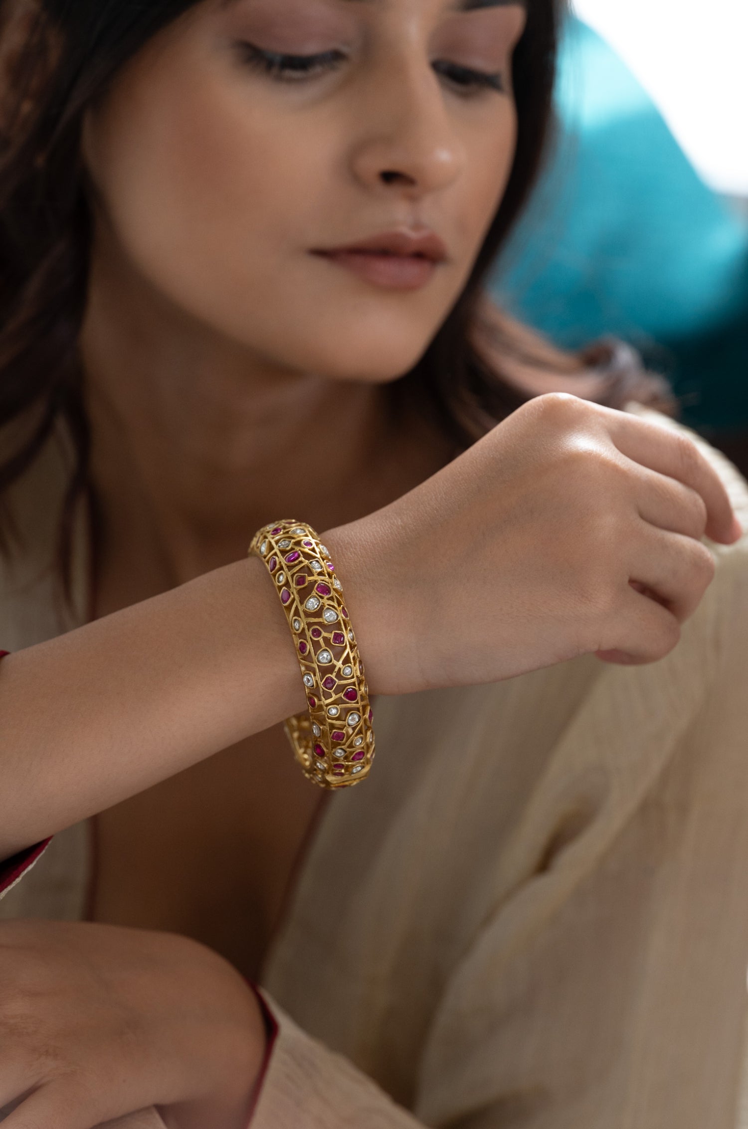 Anjana Red Polki Bangle