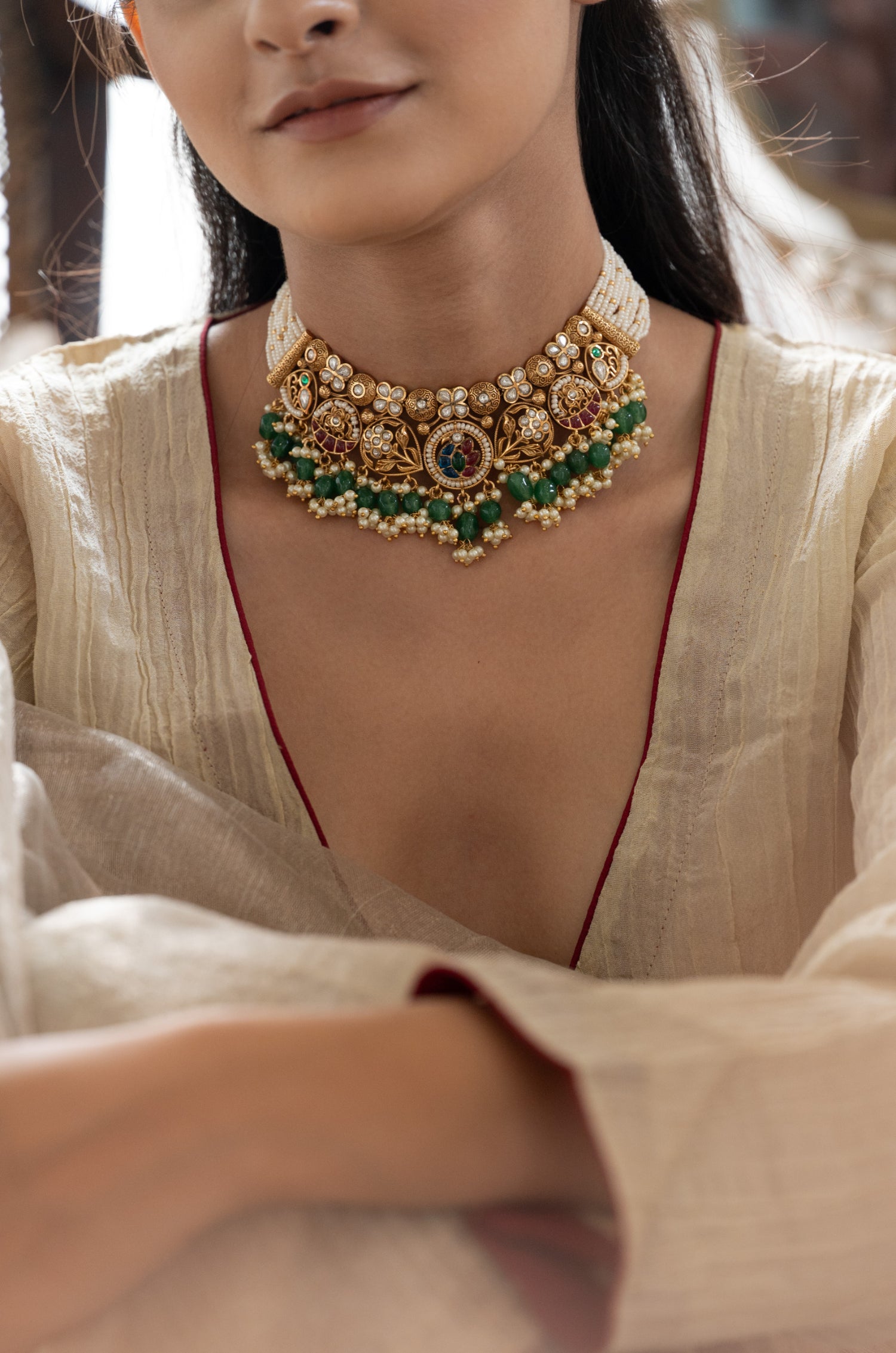 Sarisha Multicolored Polki Necklace Set