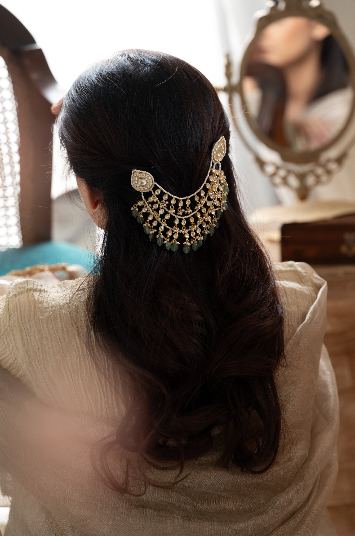 Zohra Kundan Braid Pin
