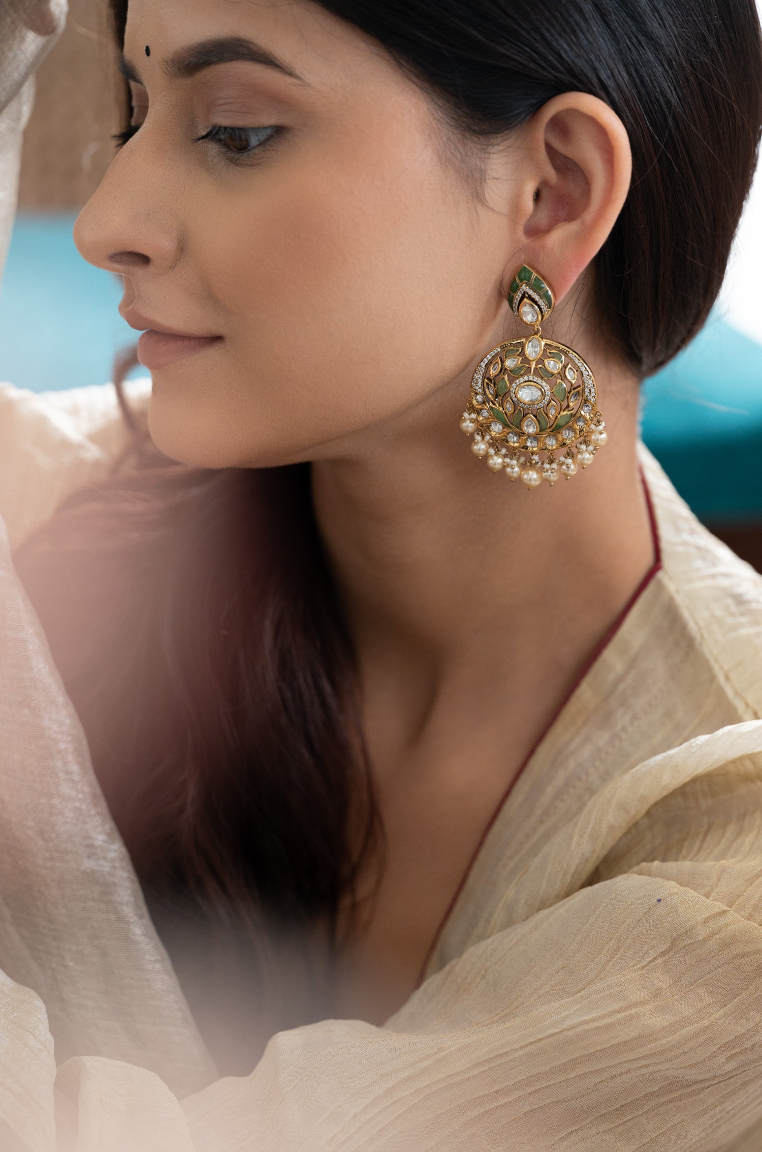Nayantara Mint Polki Earrings