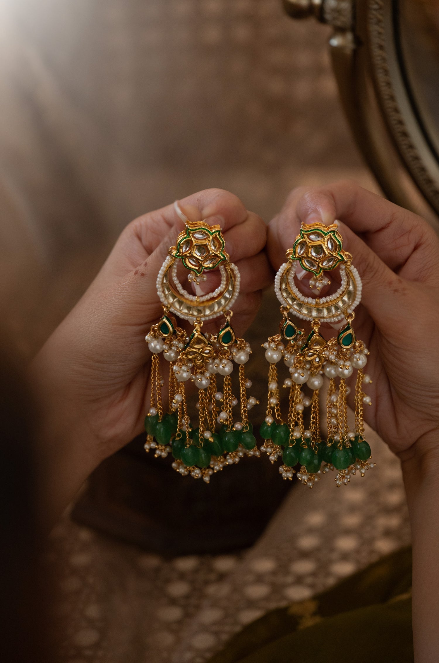 Aagvi Mint Kundan Earrings