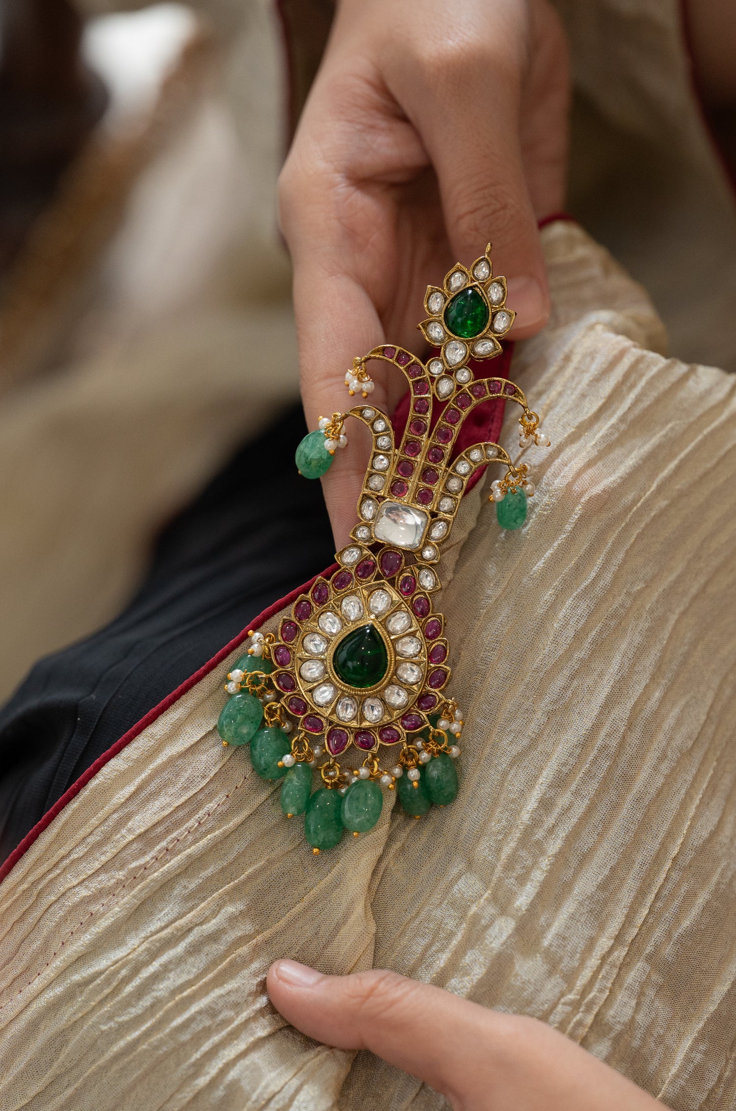 Ruhi Green Polki Kalgi
