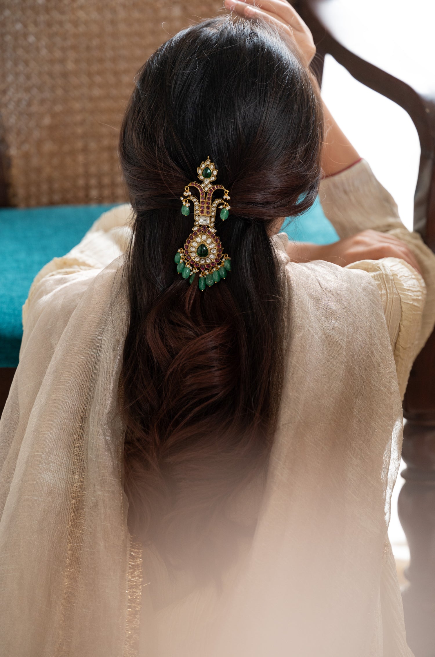 Ruhi Green Polki Kalgi