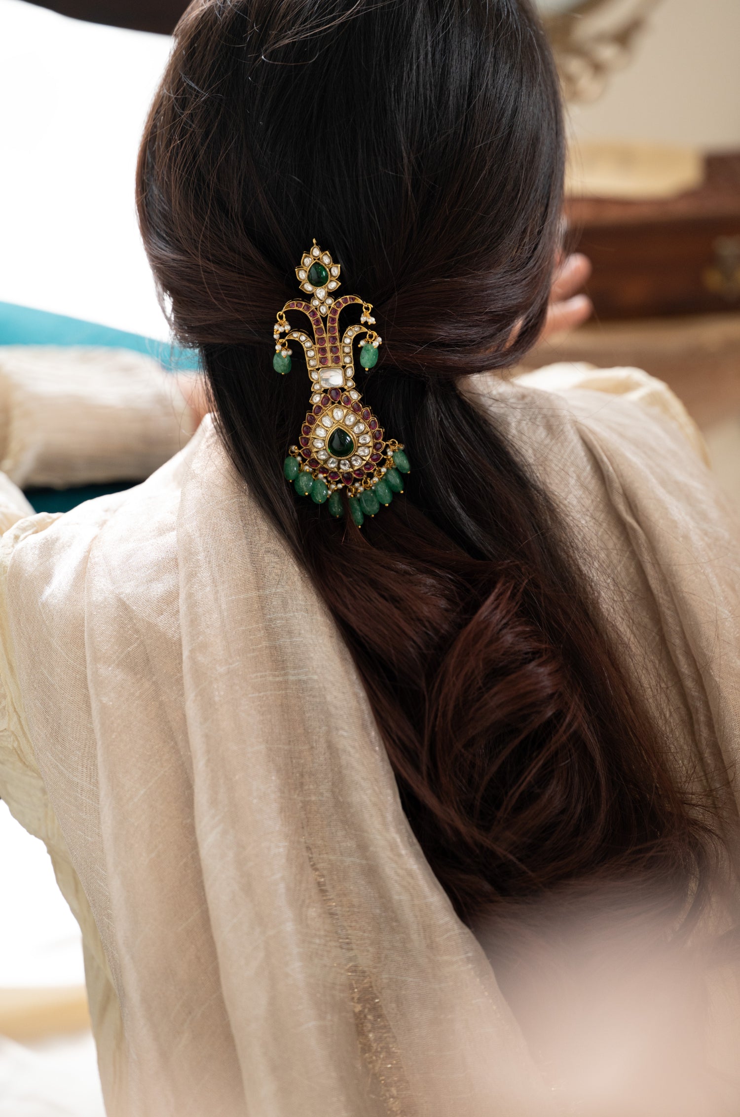 Ruhi Green Polki Kalgi