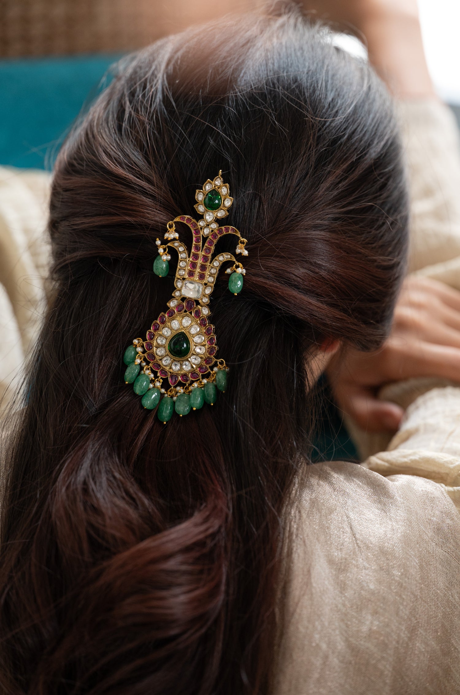 Ruhi Green Polki Kalgi