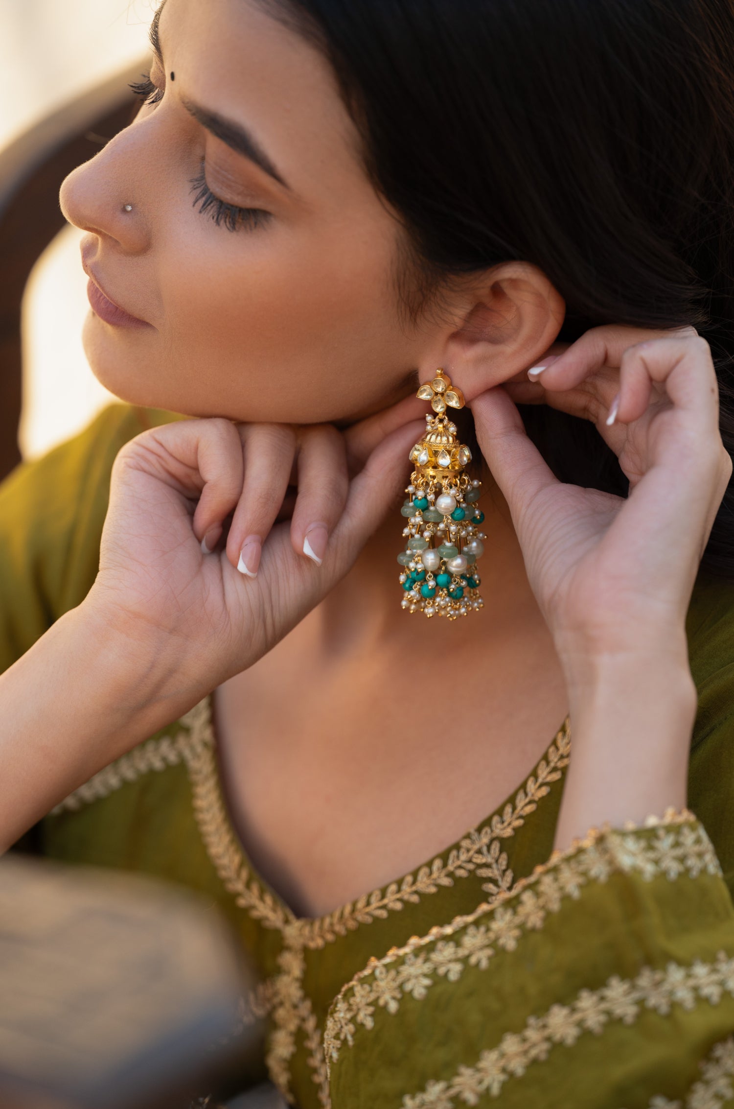 Urvashi Kundan Jhumka Earrings