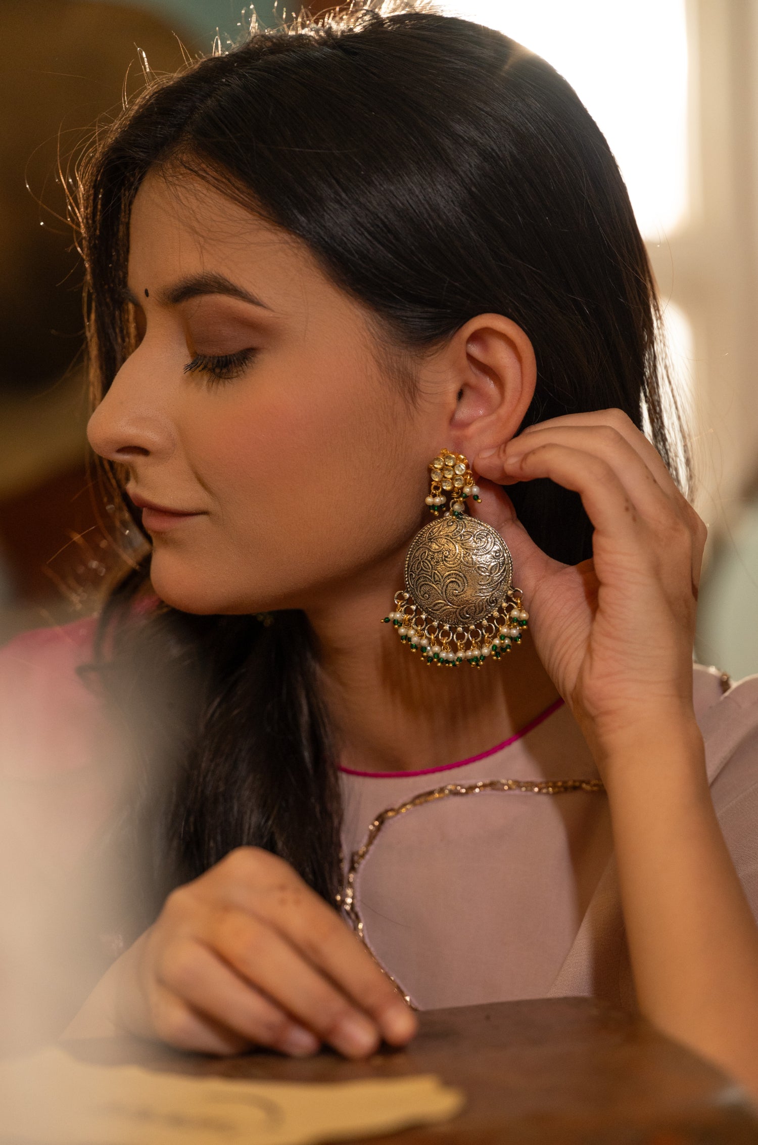 Oeshi Oxidized Silver Earrings